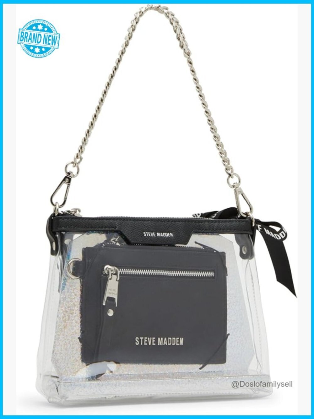 Clear Vinyl Pouch Crossbody With Removable Card Case Wristlet Strap Set